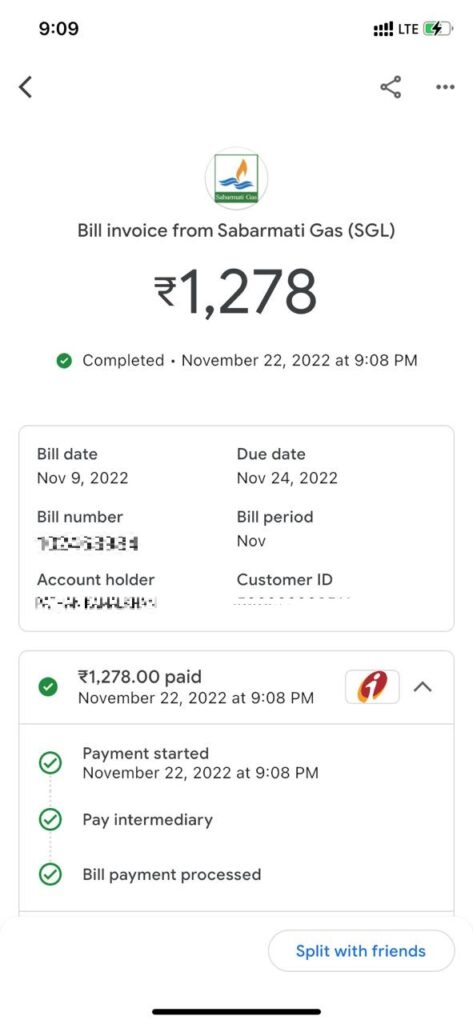 check payment bill details on Google pay