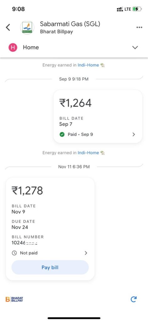 current pending bill will show in google pay